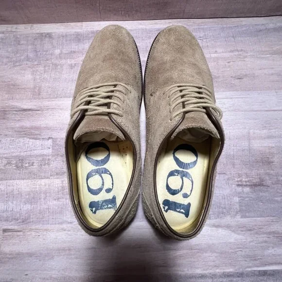 1901 Mens Round Toe Oxford  Round Toe Comfort Tan Leather Suede Shoe Size: 8M - Picture 6 of 14